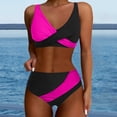 thumbnail image 1 of iTNHFP Women's Swimwear Plus Size Women High Waisted Bikini Sets Swimsuits Color Block Two Piece Drawstring Bathing Suit, 1 of 3