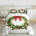 thumbnail image 2 of Manfei Xmas Flower Wreath King Size Comforter Sets,Merry Christmas Bedding Comforter Set,Red Berry Bowtie Bedding Set For Kids,Super Cozy Room Decor Reversible,3-Piece, 2 of 8