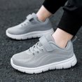 thumbnail image 3 of Kids Running Shoes Girls Solid Color Mesh Sneakers Soft Sole Orthopedic Walking Shoes Lightweight Hook and Loop Tennis Shoes Grey 1 Big Kid, 3 of 7