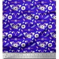thumbnail image 1 of Soimoi Blue Cotton Duck Fabric Hammer & Anemone Floral Print Fabric By the Yard 44 Inch Wide, 1 of 3