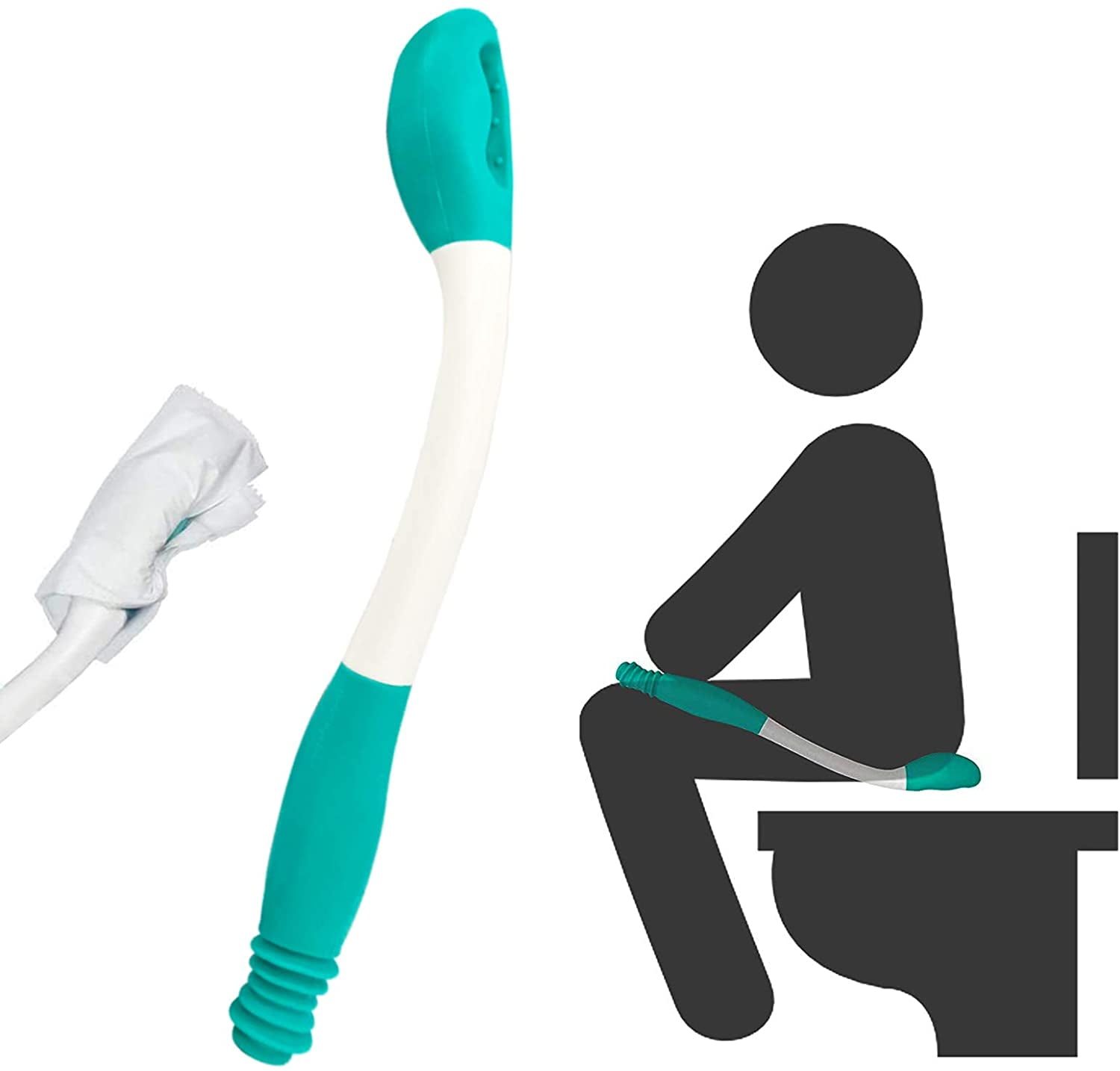ANGGREK Toilet Wiping Aids Long Handle Wiper Comfort Tool Long Reach Bottom Buddy Toilet Paper Tissue Grip Self Wipe for Limited Mobility,Elderly, Pregnancy,Disabled, Arthritis,Shoulder or Back Pain