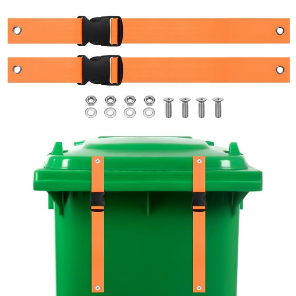 Uxcell 2-Set Trash Can Locks for Animals, 17 Inch Buckle Type Raccoons Bear Proof Garbage Strap Lid Garbage Can Lock [Orange]