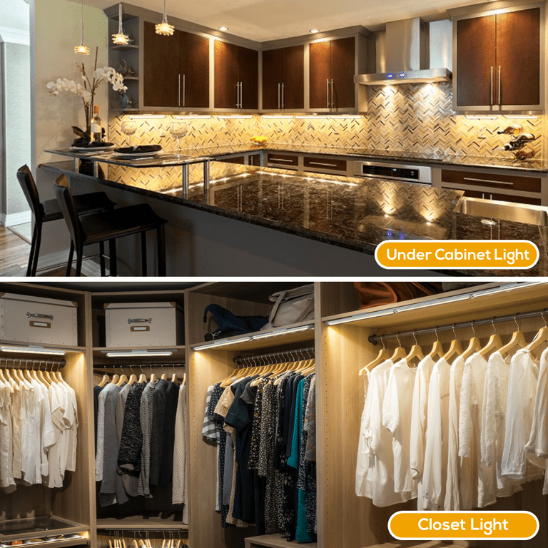 illuminlabs Under Cabinet Lights, LED Strip Lights with Remote Control,  Dimmable for Closet, Shelf, TV Back, Under Counter Lights For Kitchen