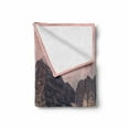 thumbnail image 2 of Fall Soft Flannel Fleece Throw Blanket, Idyllic Mountain Snowy Peaks and Hazy Clouds in the Sky on High Valley Print, Cozy Plush for Indoor and Outdoor Use, 50" x 70", Multicolor, by Ambesonne, 2 of 6