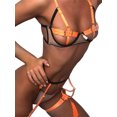 thumbnail image 2 of VISgogo Conjunto de lencería sexy de tres piezas para mujer, ropa interior naranja, bragas en forma de T y liguero VISgogo moda, 2 of 9