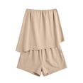 thumbnail image 5 of 2 Piece Shorts Sets for Women Strapless Tube Top Elastic Sleeveless Lightweight Beach Casual Travel Outfits (S, Beige), 5 of 7