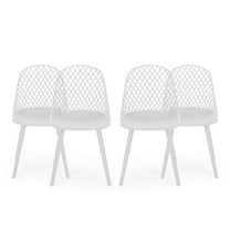 GDF Studio Lucy Outdoor Modern Dining Chair, Set of 4, White