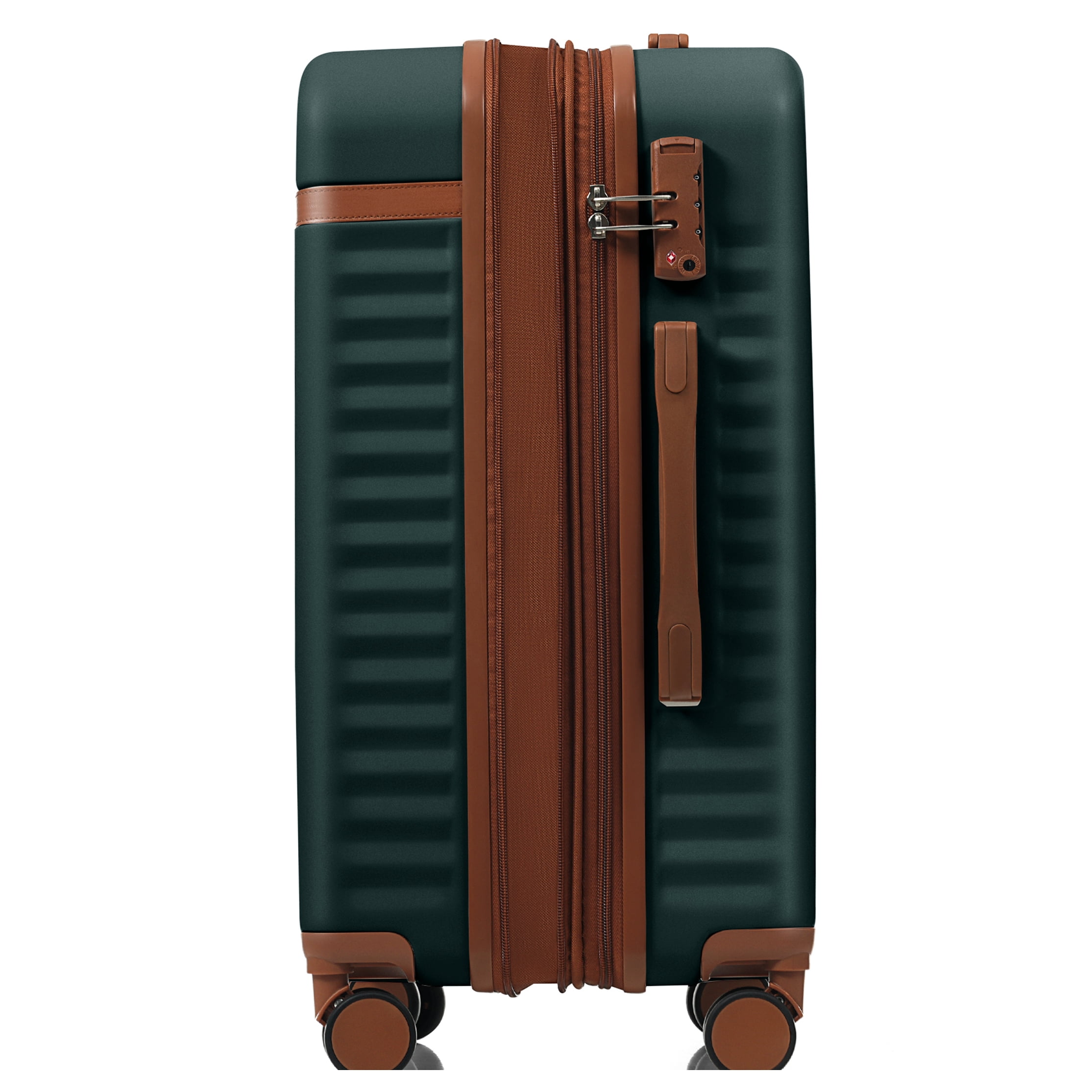 COSMOS 3-Piece ABS Spinner Luggage Set with USB Charger, Front Loader Carry-On, TSA Lock, Dark Green Hardshell Suitcases for Men and Women