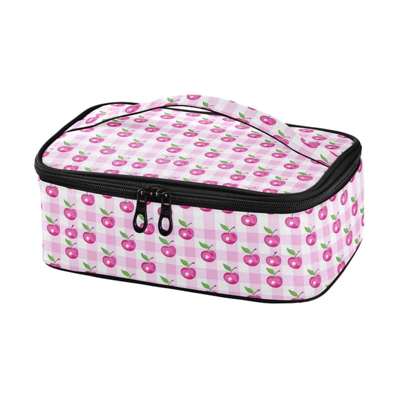 Haosy Insulated Lunch Box Reusable Small Cooler Lunch Bag Tote for Work School, Cherry on Plaid