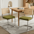 thumbnail image 6 of Tcbosik Dining Chairs Set of 2, Modern Velvet Upholstered Accent Chair with Rattan Back and Stainless Chrome Base for Kitchen, Living Room, Olive Green, 6 of 11