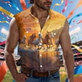 thumbnail image 1 of Camiseta sin mangas con cuello vuelto para hombre, estilo informal, a la moda, con estampado, cuello vuelto, sin mangas, bolsillos, deportiva, de poliéster, 1 of 5