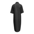 thumbnail image 5 of OSOLU Dresses Women Fashion Solid Color Elegant Casual Loose Short Sleeve Button Skirt Long Pocket Shirt Dress Holiday Hawaiian Flowy Sundress, 5 of 5