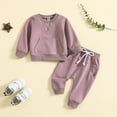 thumbnail image 3 of Ketyyh-chn99 Winter Baby Boy Clothes Toddler Outfits Infant Baby Fall Clothes Boy Girl Plaid Hoodie Sweatshirt Romper Flannel Tops+ Sweatpants Festival Outfits Purple,3-6 Months, 3 of 5