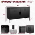 thumbnail image 5 of AUHUP Accent Cabinet with 2 Doors and Shelves, Black Low Metal Locker Console Table TV Stand, Low Sideboard Buffet for Living Room, Entryway, Home Office, 5 of 8
