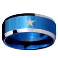 thumbnail image 2 of Tungsten Cowboys Star 8mm Glossy Blue Two Tone Polished Beveled Edges Men Ring, 2 of 2