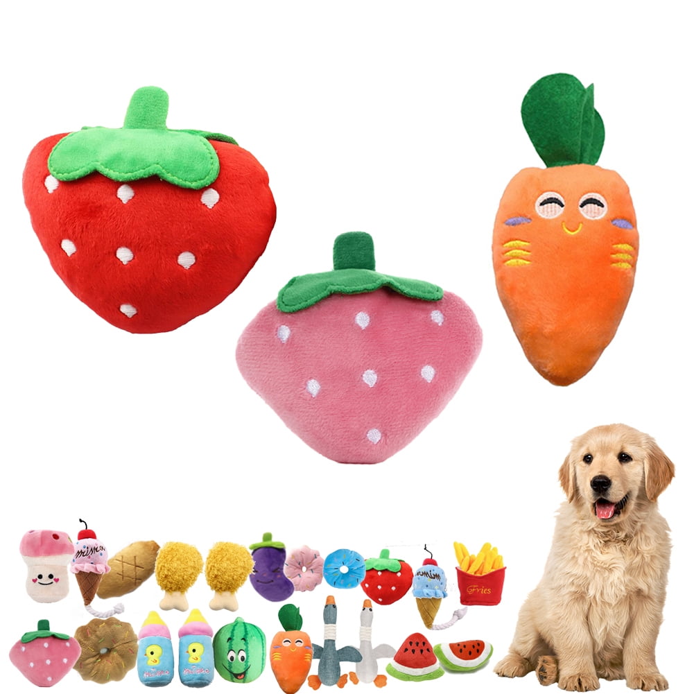 Feelers Squeaky Plush Dog Toys Pack for Puppy Cute Toys Small Stuffed Puppy Chew Interactive Toys for Tooth Grinding & Training, 3pcs