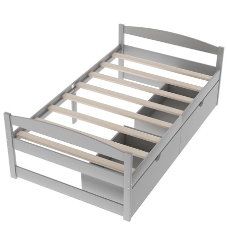 CUH Simple Long-lasting Safe Durable Bed Room Saving Space Platform Espresso Twin Size Living
