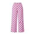 thumbnail image 5 of Tqcoqu Women's Checkered Print High Waist Wide Leg Pants,Drawstring Loose Casual Y2K Gingham Trousers with Side Pockets, 5 of 9