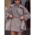 thumbnail image 5 of Chaqueta de media temporada para mujer, abrigo elegante de manga larga con bolsillos, color liso, con solapa y botones, ropa de calle cálida, 2024, 5 of 5