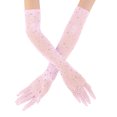 thumbnail image 2 of Rhinestone Long Fishnet Gloves Mesh Rave Gloves Bling Elbow Length Evening Party Glove for Women and Girls, 2 of 2