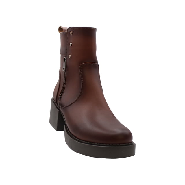 Botin Casual de Mujer Café Sintetico Marca Leon 416