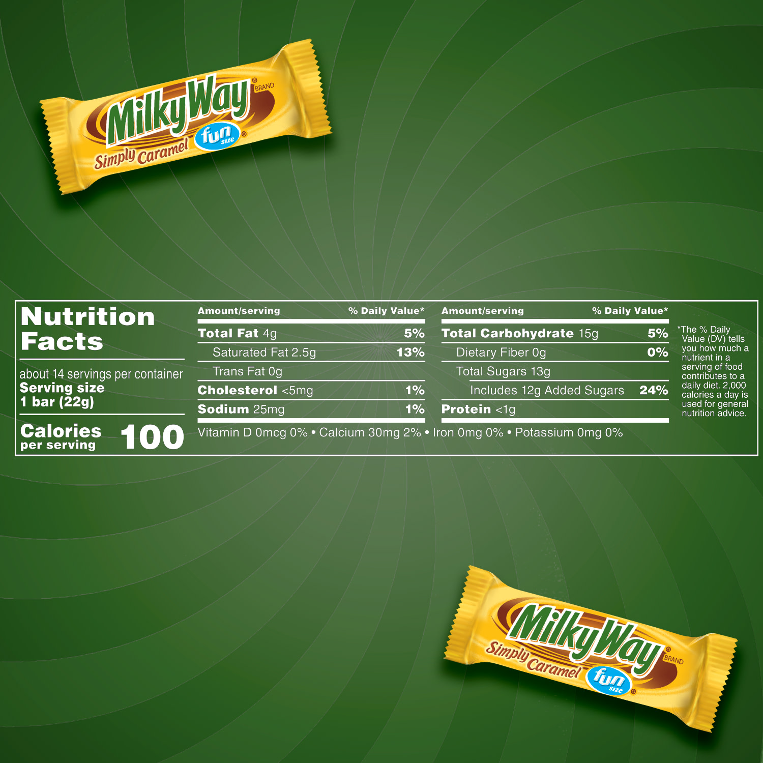 Milky Way Fun Size Caramel Milk Chocolate Candy Bars - 10.73 oz Bag