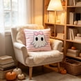 thumbnail image 5 of Pink Halloween Pumpkin Pillow Covers, 18''x18'' Boo Ghost Decor | Fabric Pink Halloween Pillow Covers with Pumpkin Ghost Design, Sofa Bedroom Fall Decor, 5 of 6
