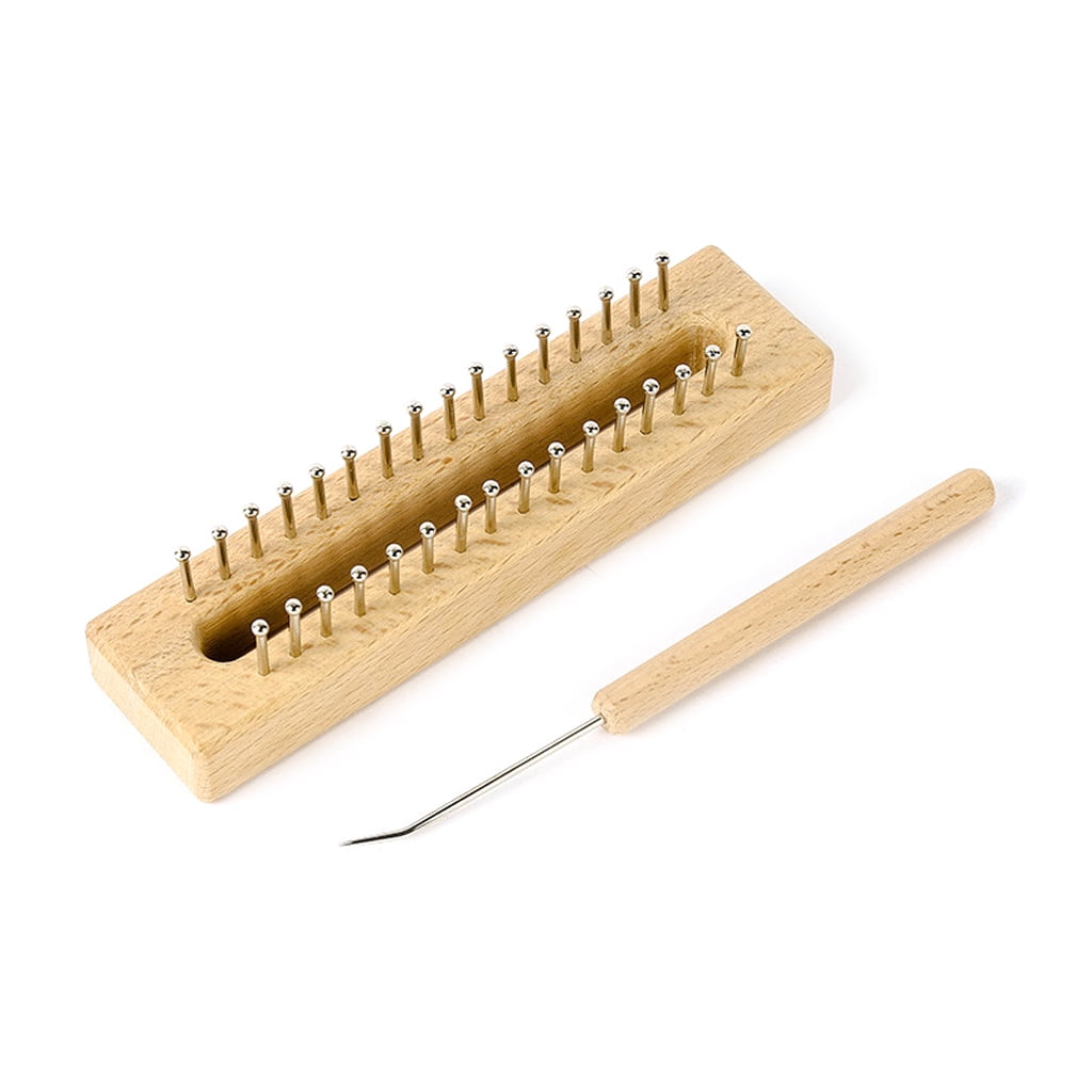 NEW Wooden Knitting Loom Fine Gage Board with Loom Hook Needle 30, 40, 62  pins