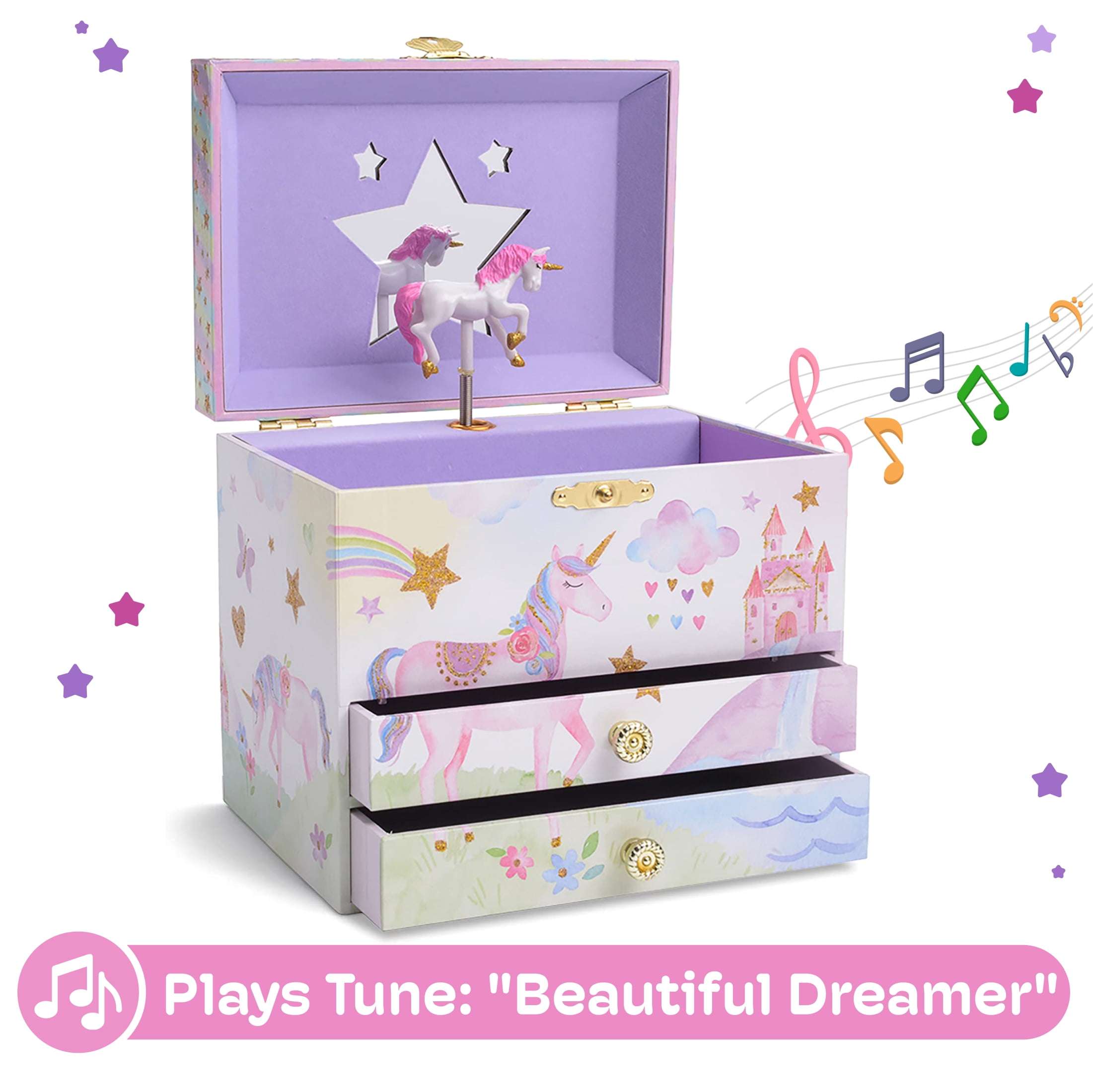 Jewelkeeper Children's Musical Jewelry Box, Unicorn Design with 2
