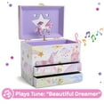 thumbnail image 5 of Jewelkeeper Musical Jewelry Box with 2 Pullout Drawers, Glitter Rainbow and Stars Unicorn Design, The Unicorn Tune, 5 of 8