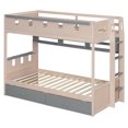 thumbnail image 4 of Twin Size Castle-Designed Kids's Bunk Bed with Built-in Ladder & LED Strip, Storage Wooden Bed Frame with 2 Drawers & Shelves, 4 of 10