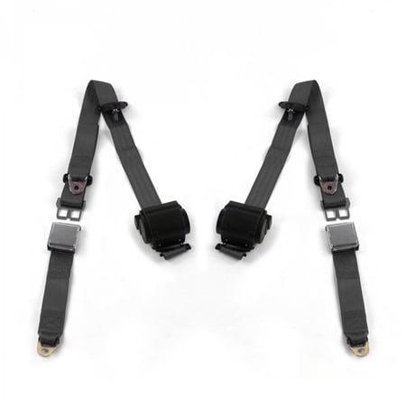 SafeTBoy Airplane 3 Point Charcoal Retractable Bucket Seat Belt Kit with 2 Belts for 1955-1957 Ford Thunderbird