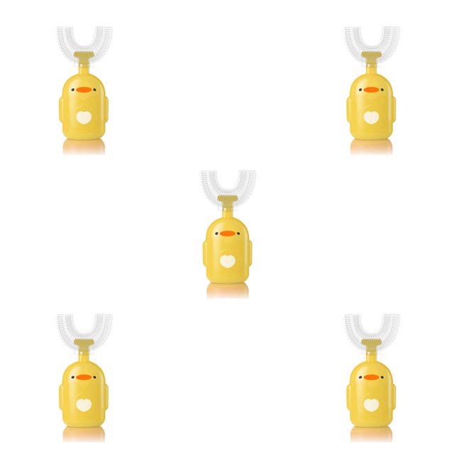 Naiovety Cepillo de para niños * Cepillo de de masaje blanqueador para niños en forma de U 6-12 años Mango de dibujos Amarillo 5piezas