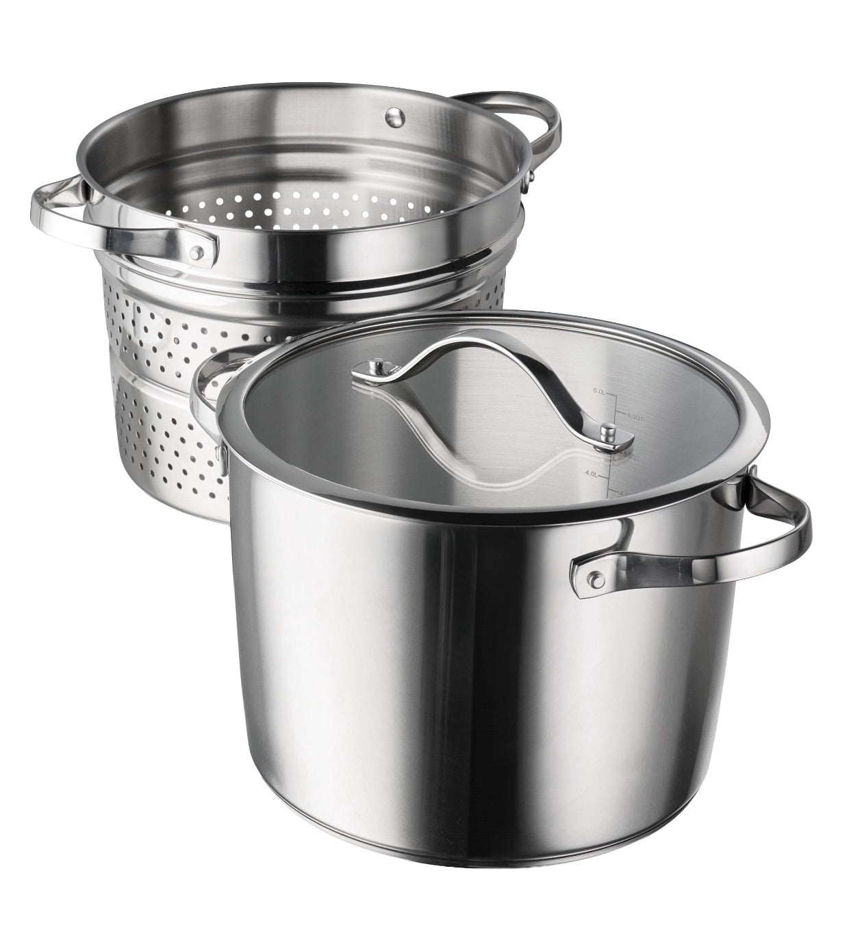 Tramontina 8-Quart Stainless Steel Tri-ply Base Multicooker with Pasta Insert