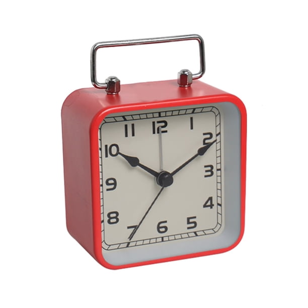 Reloj despertador pequeño cuadrado de metal, reloj silencioso de escritorio for cama de estudiante, reloj de mesa de cuarzo luminoso for dormir