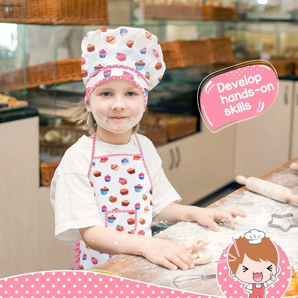 Regalos para niñas de 2 a 8 años, delantal para niños pequeños, delantales para niños, juguetes de cocina para niños de 2 a 8 años, juego de disfraz de chef para niños, juego de cocina, relleno de cal yeacher METRO
