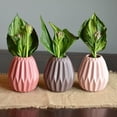thumbnail image 2 of Iconic Scandi Baby Vases, Set of 3, Geometric, HIgh Fired Stoneware, Color Soaked Pink, Mauve and Dusty Rose, Soft Glazed Finish, 4.25  Inches,, 2 of 6