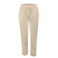 thumbnail image 4 of IDALL Linen Pants Women Petite Pants 2025 Casual Pants Lightweight Autumn Fabric Comfortable & Stylish Multiple Color Options Lounge Pants Women Summer Pants Khaki XL, 4 of 8