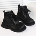 thumbnail image 5 of WAVSUF Girls Combat Boots Soft Sole Faux Leather Wide Width Fall Winter Chunky Boots Black 3 Little Kid, 5 of 6