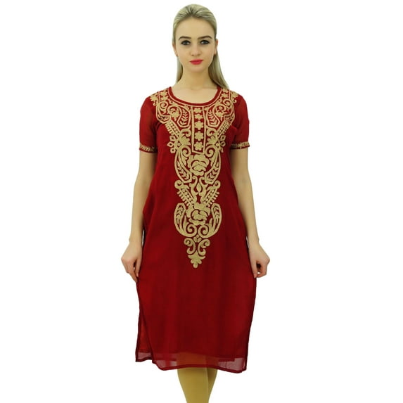 Bimba Women's Designer Embroidered Kurta Kurti Indian Long Tunic Blouse