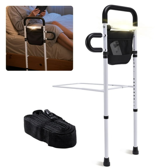 ALLJOY Bed Rails for Elderly, Adjustable Bed Assist Rails Adults Safety with Support Legs for Full Size Bed, Tool-Free Assembly