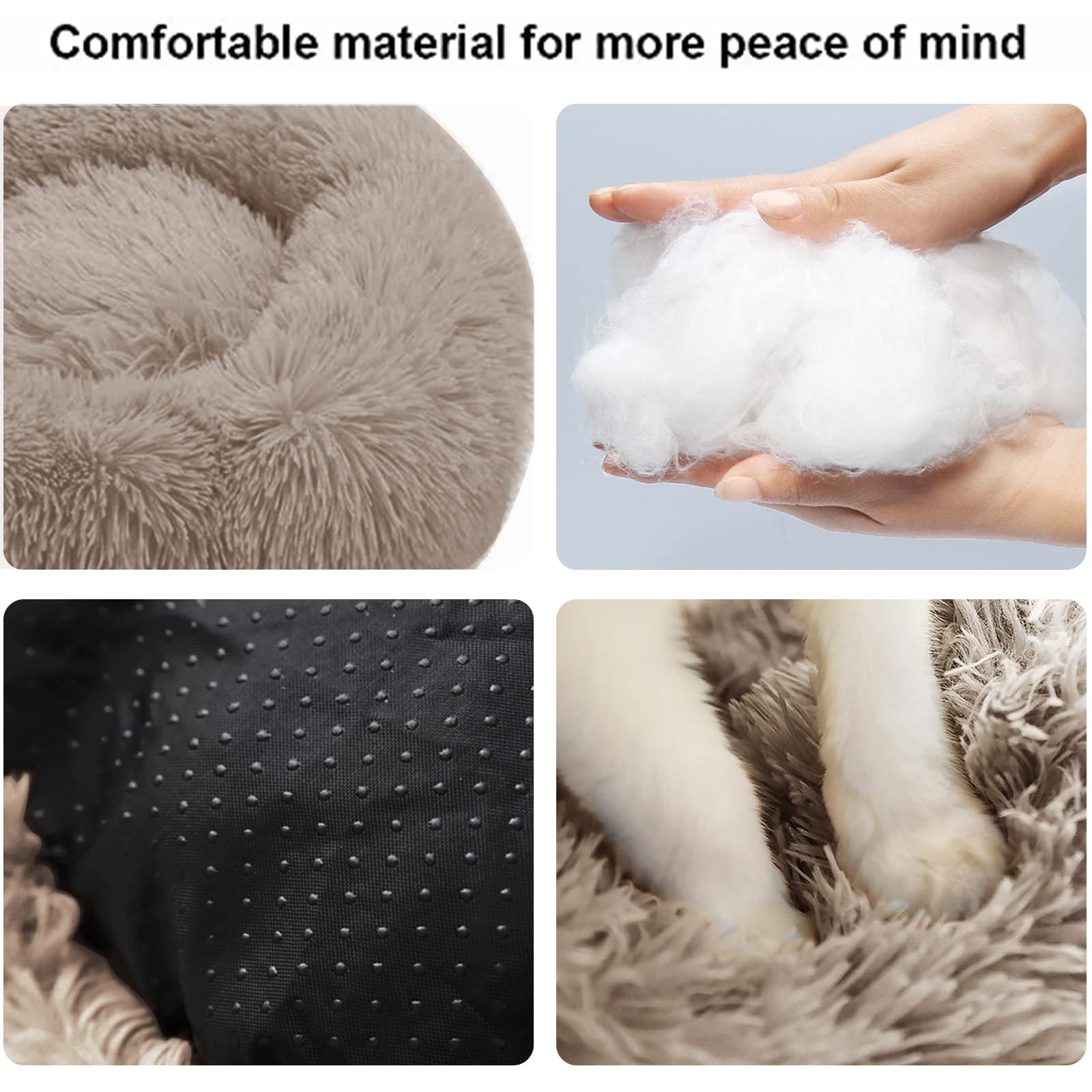 Nisrada Calming Donut Dog Bed Anti-Anxiety, Self Warming, Cozy Soft Plush Round Pet Bed, Ideal for Both Home & Travel, 20"L x 20"W x 8"H
