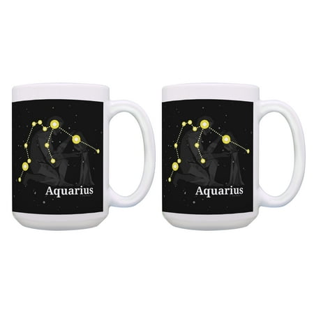 

ThisWear Aquarius Mug Set Aquarius Constellation Mug Star Sign 2 Pack Gift 15oz Coffee Mugs Multi