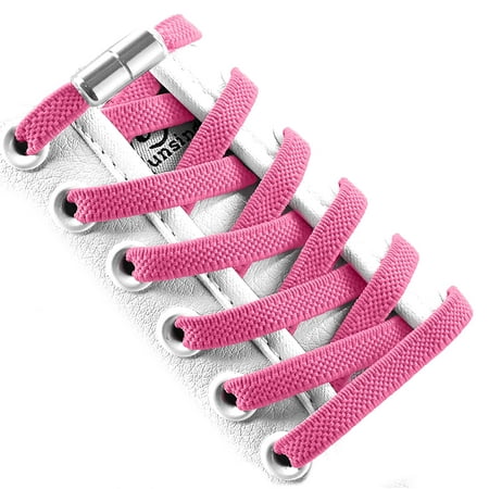 

No Tie Elastic Shoe Laces With Laces Lock Sneakers Tieless One Size Fits All Kids & Adult Sports Flat Shoelaces(Pink)