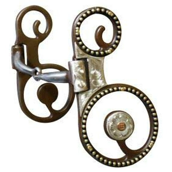 Showman Antique Brown Snaffle Bit w/ Engraved Silver Overlay