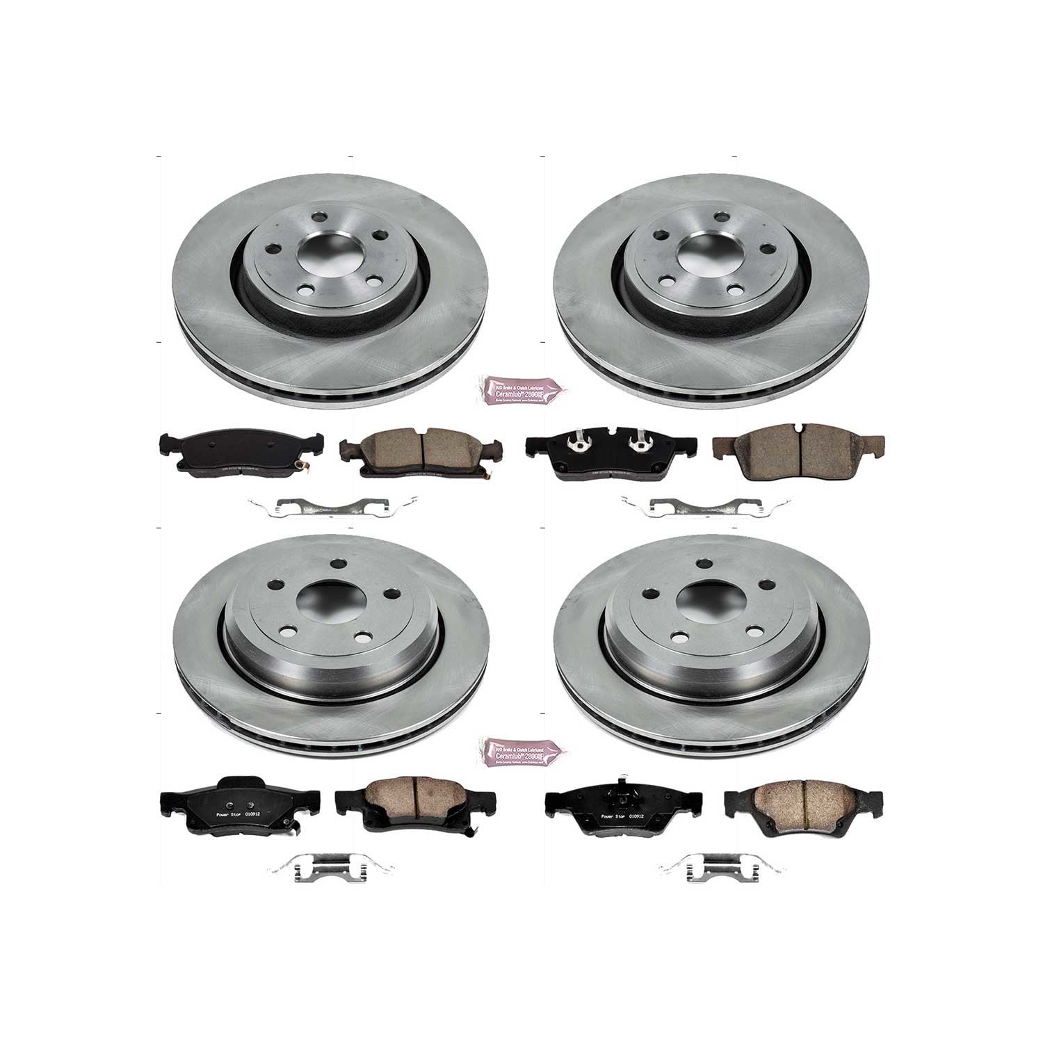PowerStop Front and Rear Stock Replacement Brake Pad and Rotor Kit Fits: DODGE JEEP Select Models KOE7136