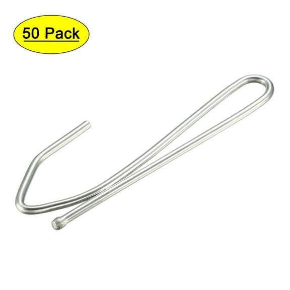Uxcell 2.7" Curtain Hooks Pin-On Drapery Hook Zinc Plating Silver Tone 50 Pack