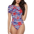 thumbnail image 1 of Balery Sea Stars Body de cuello redondo de manga corta para mujer Tops de manga corta Tops básicos-X-Large, 1 of 7