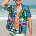 thumbnail image 4 of Uemuo Little Sea Turtles Printed Regular Fit Short Sleeve Casual Hawaiian Shirt for Men,Aloha shirt,Tropical shirt,Floral print shirt,Vacation Beach shirt-3X-Large, 4 of 9
