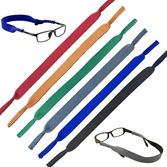7 Pack Neoprene Elastic Cord Retainer Strap Band for Sports Eyeglass and Sunglass, Eyewear Holder Strap Glasses Head Band Floater Anti-Slip Elastic Cord Rope String Holder for Men Women Kids,16.5"